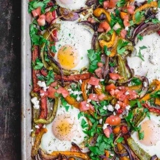 Mediterranean Sheet Pan Baked Eggs and Vegetables