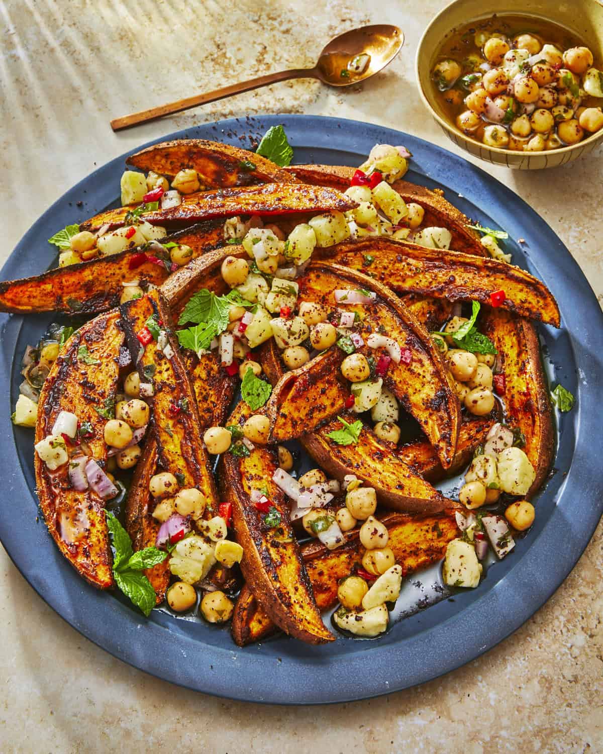 Charred Sweet Potatoes with Marinated Chickpeas from The Mediterranean Dish: Simply Dinner Cookbook