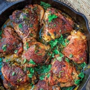 Cilantro lime chicken in cast iron skillet