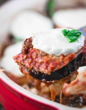 Classic Eggplant Parmesan Slice Served