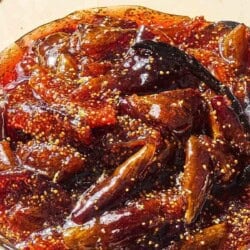 A close up of fig jam in a bowl.