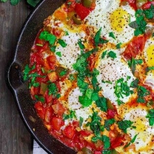 Shakshuka in cast iron skillet