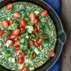 Spinach Frittata with Mediterranean salad