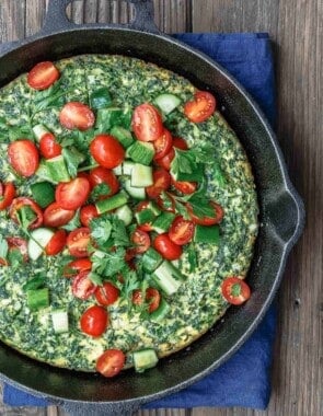 Spinach Frittata with Mediterranean salad