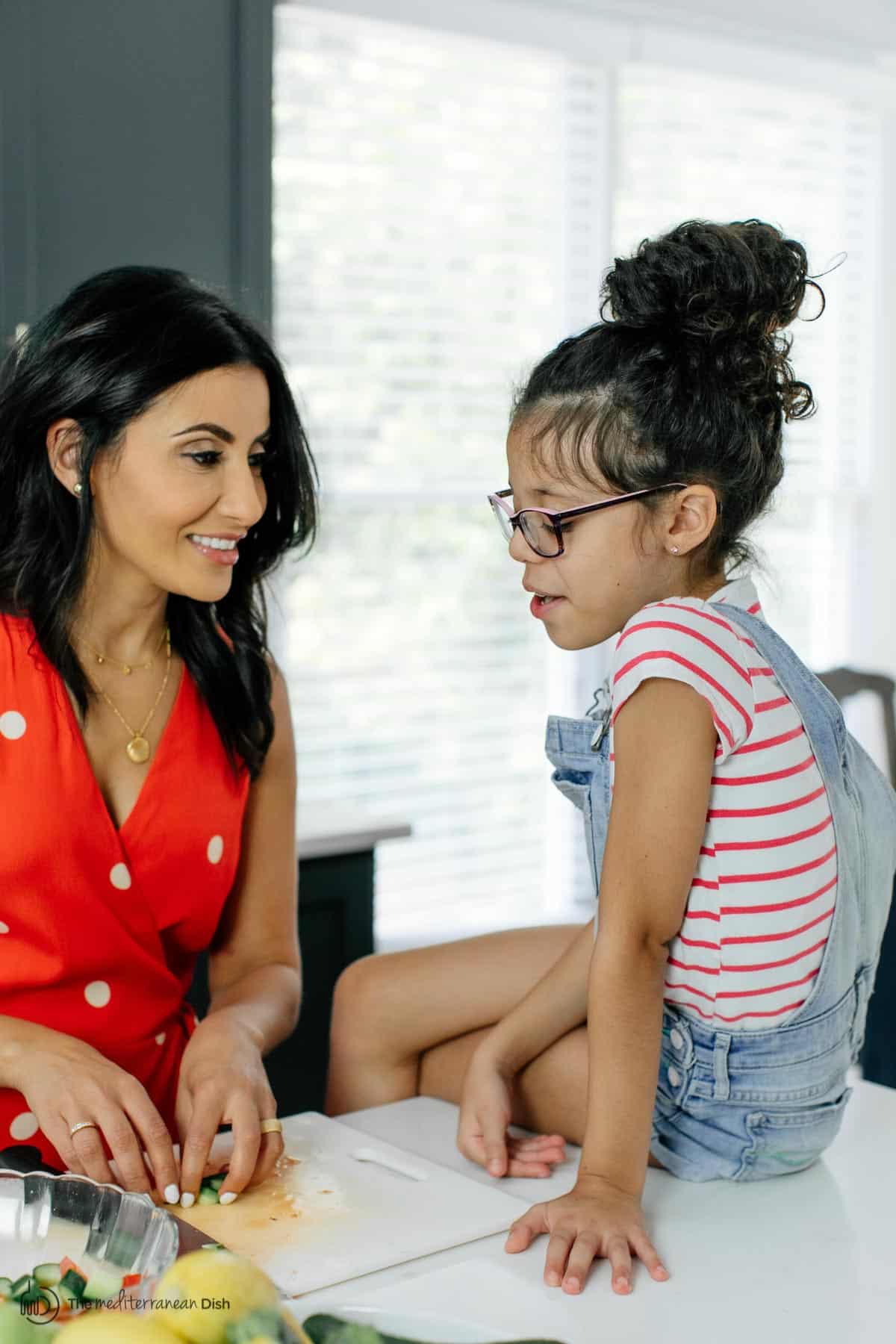 Suzy Karadsheh of The Mediterranean Dish with her daughter in the kitchen