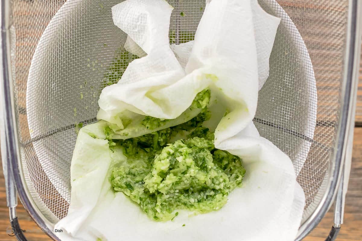 Cucumbers drained in a cloth