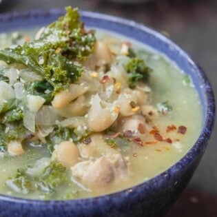 White Bean and Kale Soup served in bowl